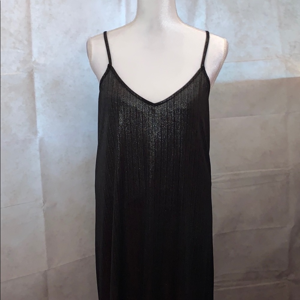 Long Slinky Black/Silverish Spaghetti Straps